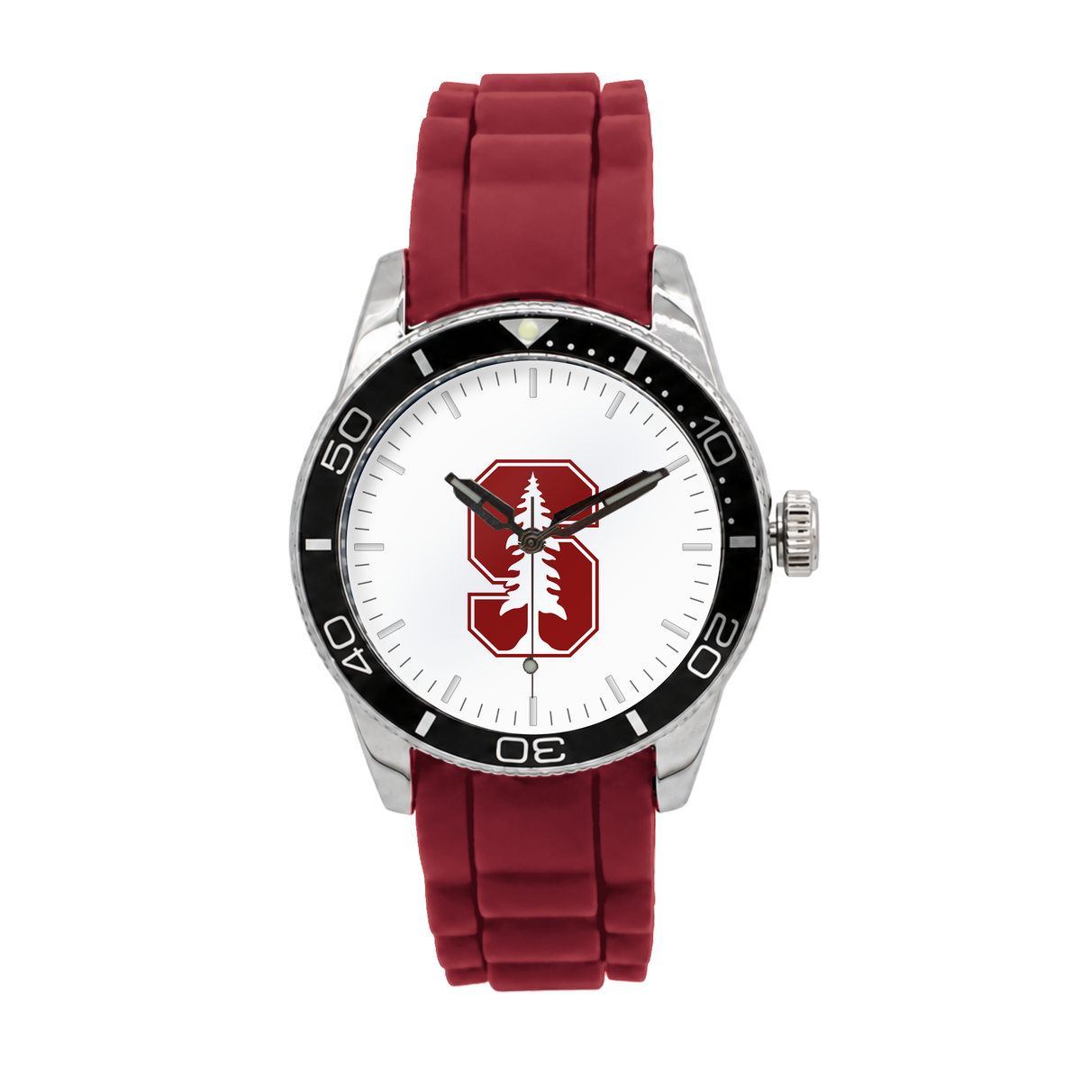 Stanford Cardinal Silicone Band Round watch with red silicone band