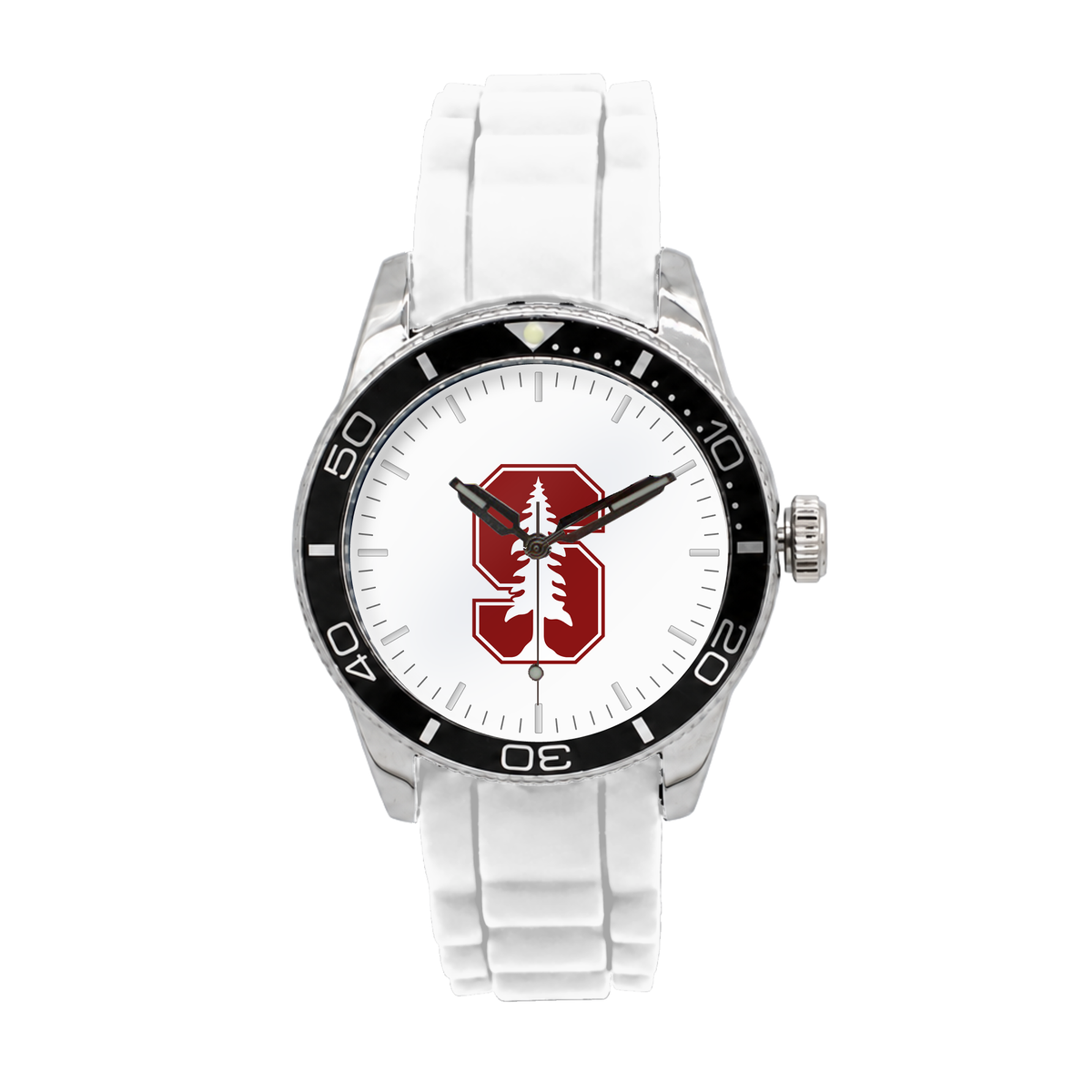 Stanford Cardinal Silicone Band Round watch with white silicone band
