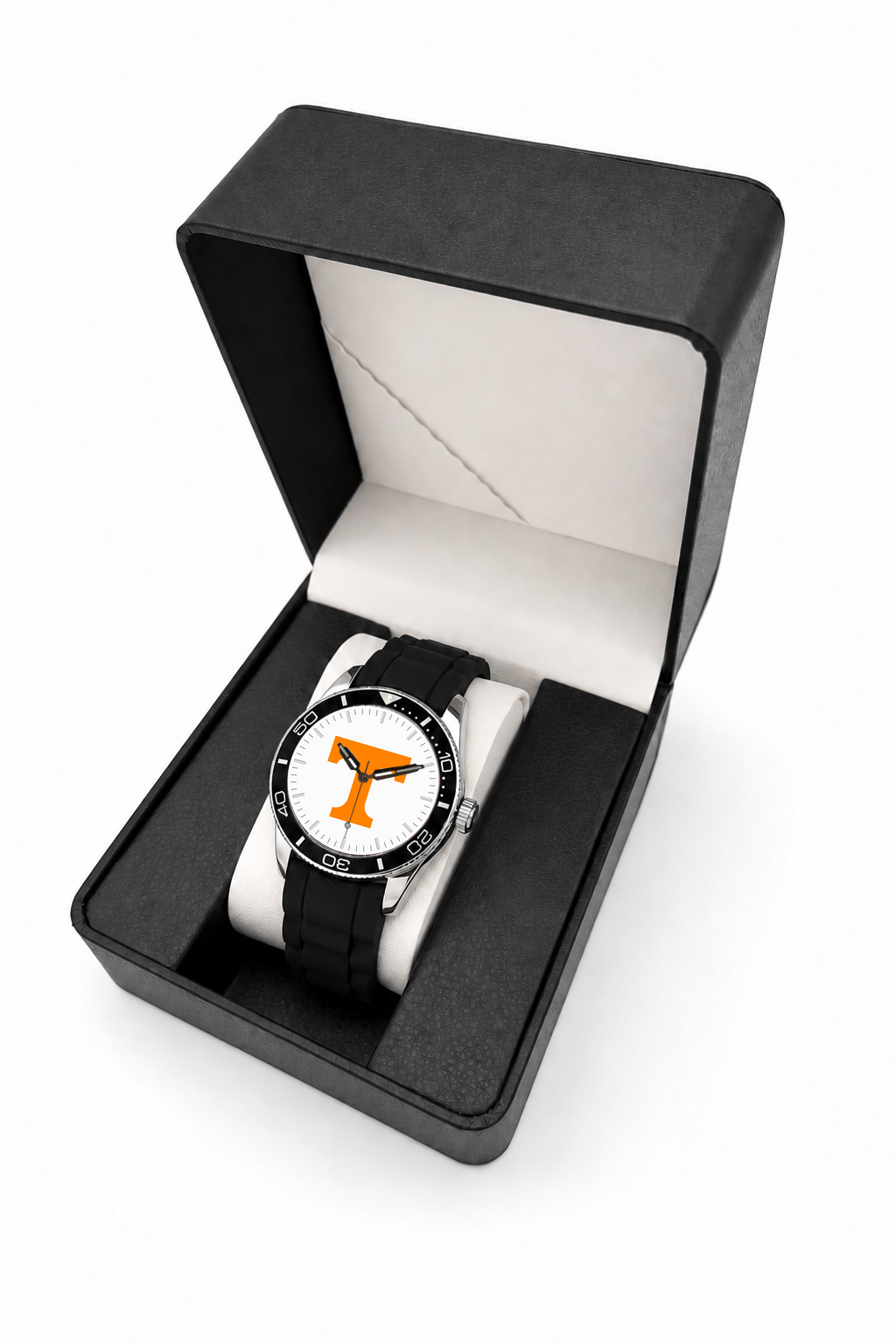 Tennessee Volunteers Silicone Band Round watch with black silicone band in LicensedTime gift box