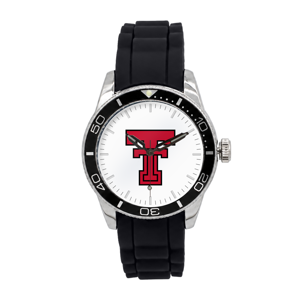 Texas Tech Red Raiders Silicone Band Round watch with black silicone band