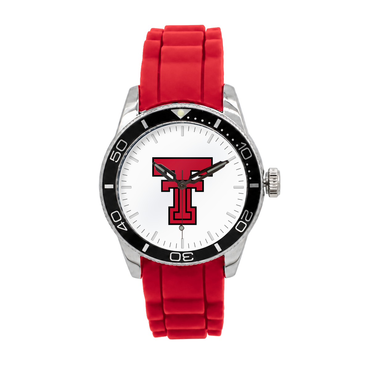 Texas Tech Red Raiders Silicone Band Round watch with red silicone band