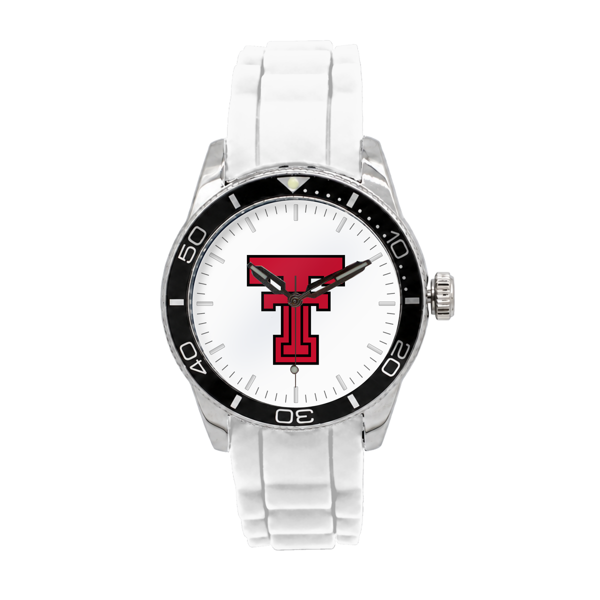Texas Tech Red Raiders Silicone Band Round watch with white silicone band