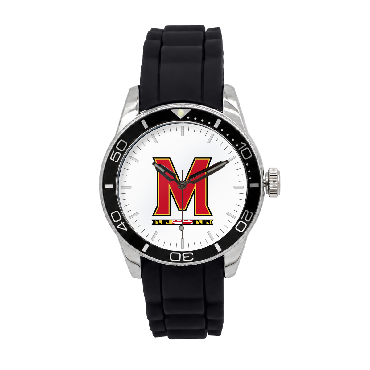 Maryland Terrapins Silicone Band Round watch with black silicone band