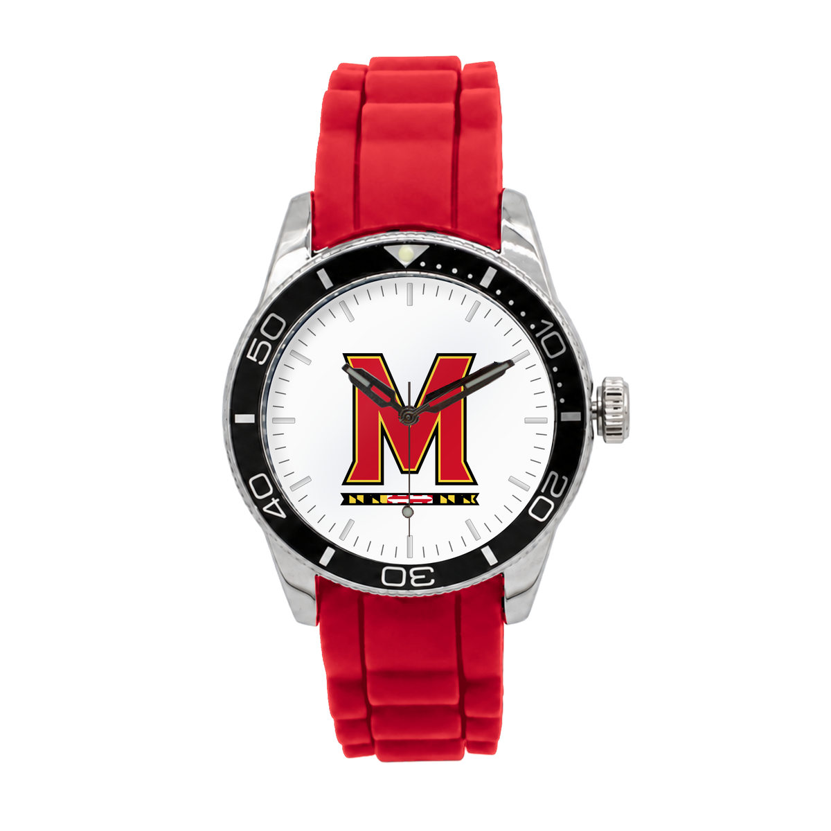 Maryland Terrapins Silicone Band Round watch with red silicone band