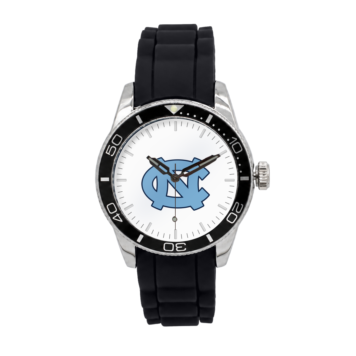 North Carolina Tar Heels Silicone Band Round watch with black silicone band