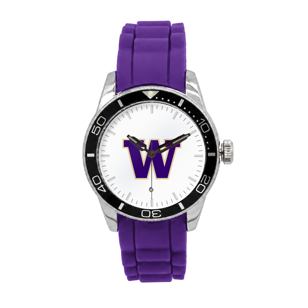 Washington Huskies Silicone Band Round watch with purple silicone band