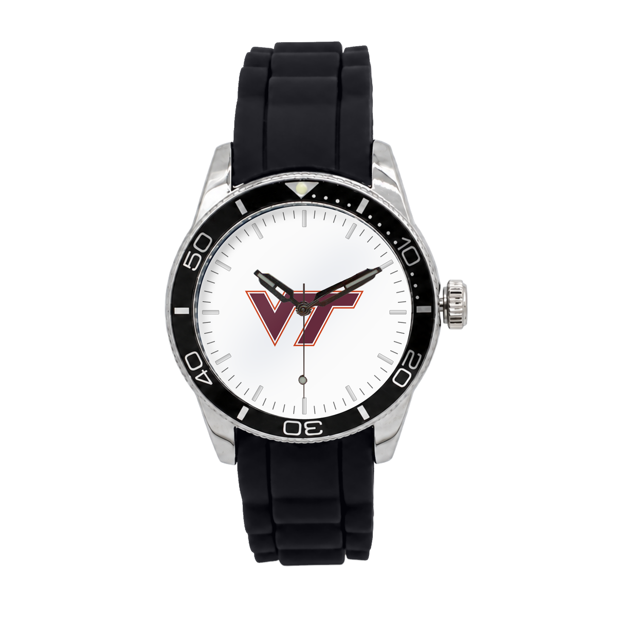 Virginia Tech Hokies Silicone Band Round watch with black silicone band