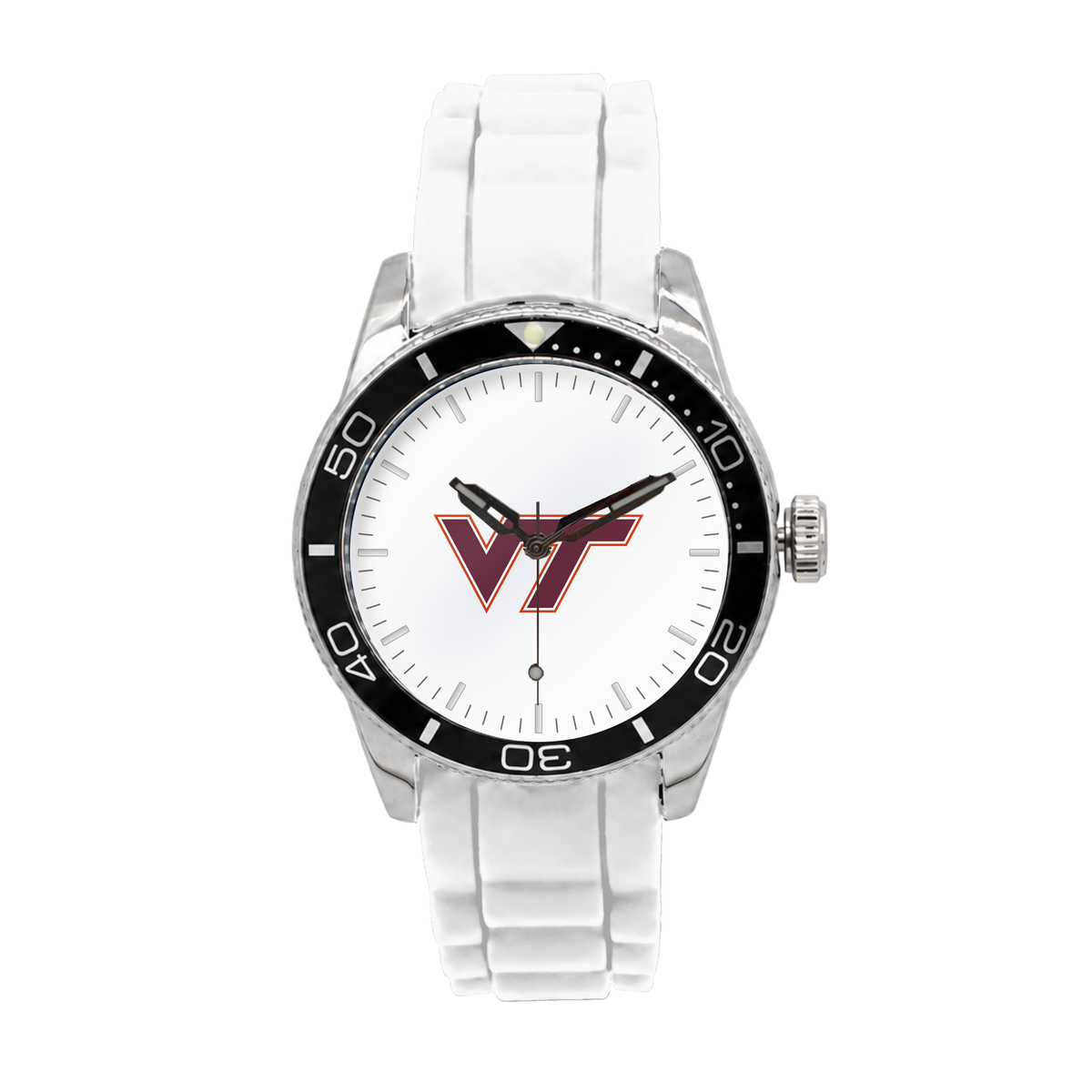 Virginia Tech Hokies Silicone Band Round watch with white silicone band
