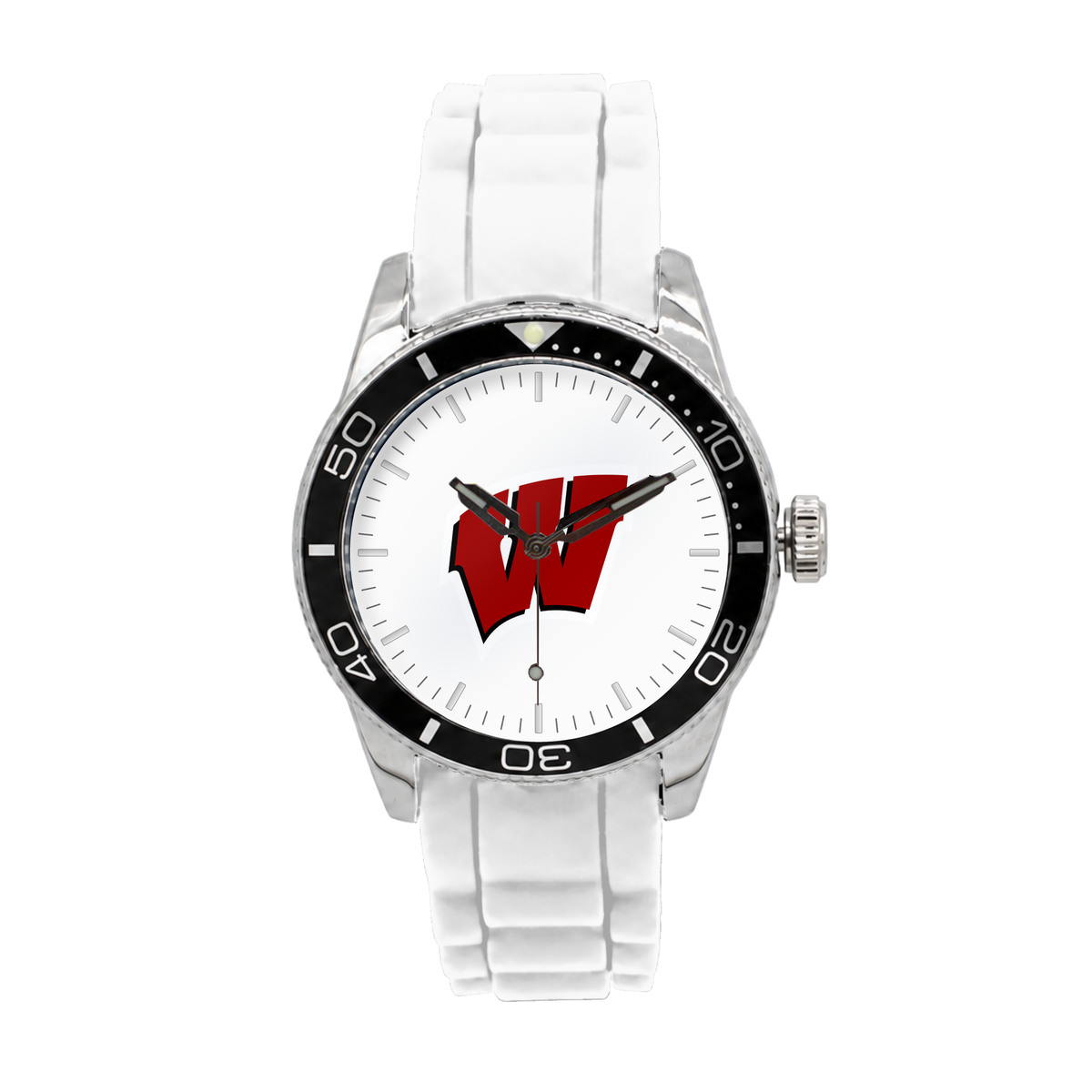 Wisconsin Badgers Silicone Band Round watch with white silicone band