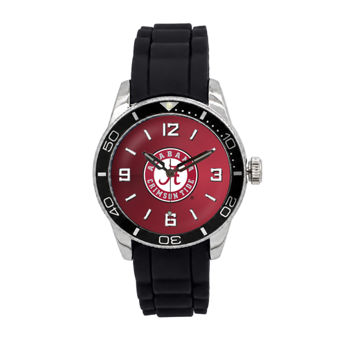 Alabama Crimson Tide Silicone Band Round watch with black silicone band