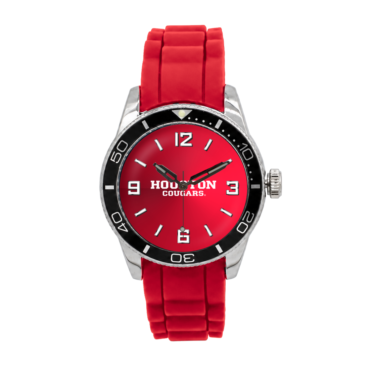 Houston Cougars Silicone Band Round watch with red silicone band
