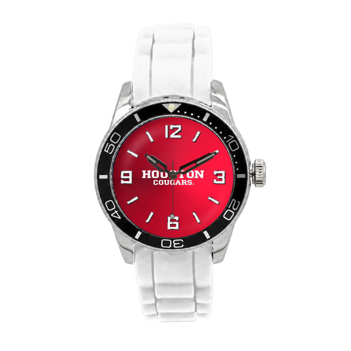 Houston Cougars Silicone Band Round watch with white silicone band