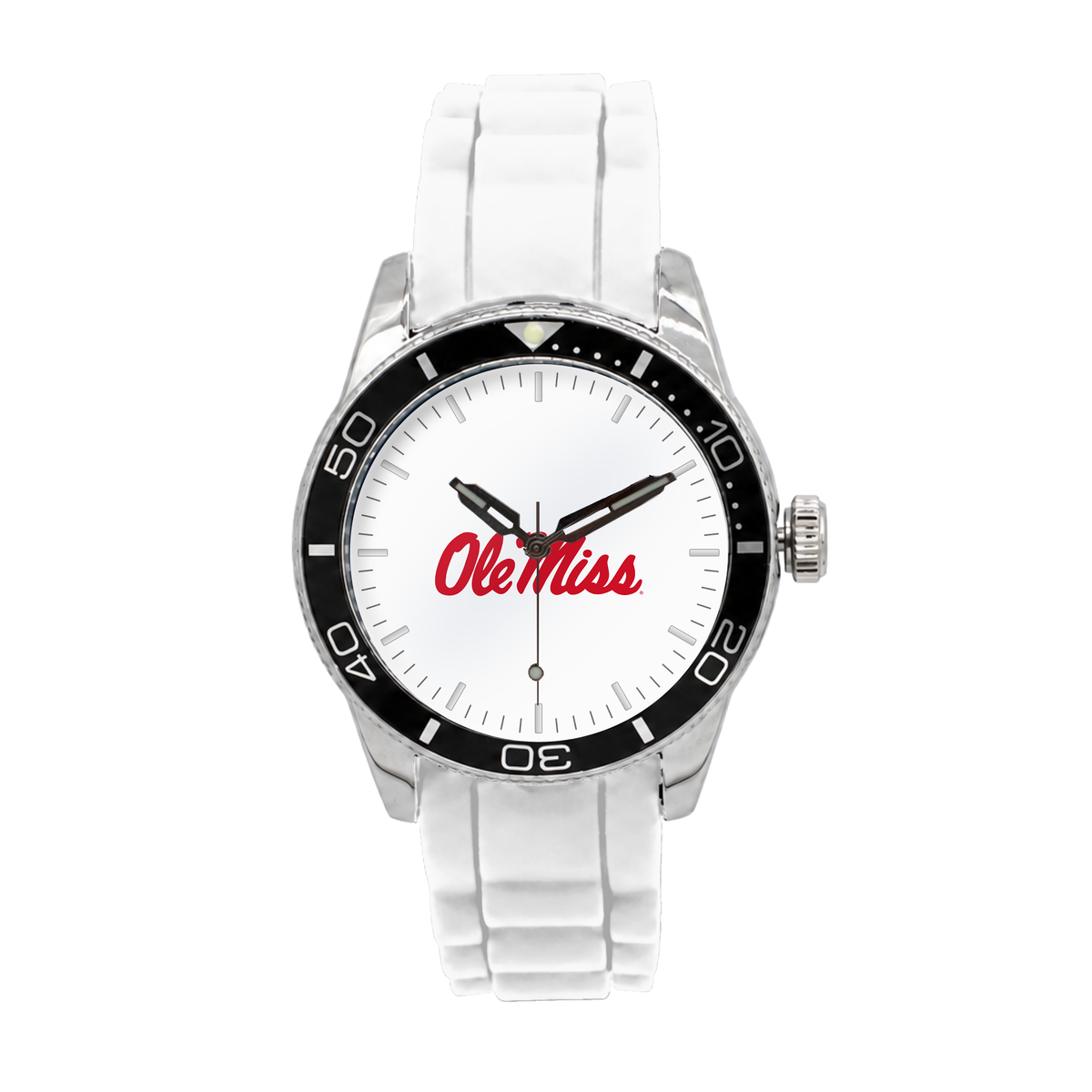 Ole Miss Rebels Silicone Band Round watch with white silicone band
