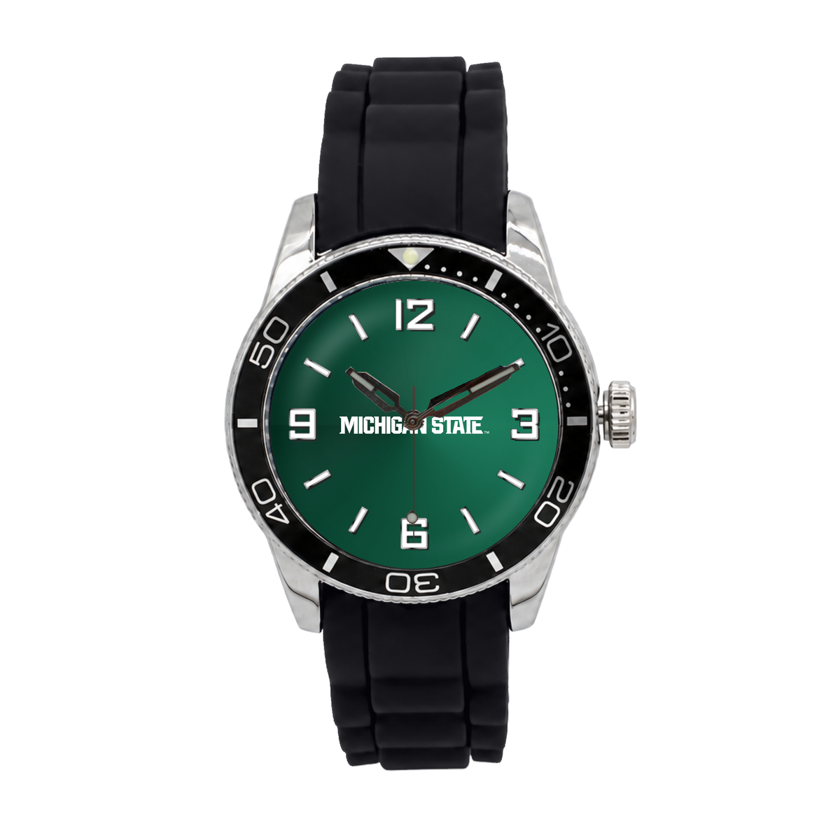 Michigan State Spartans Silicone Band Round watch with black silicone band