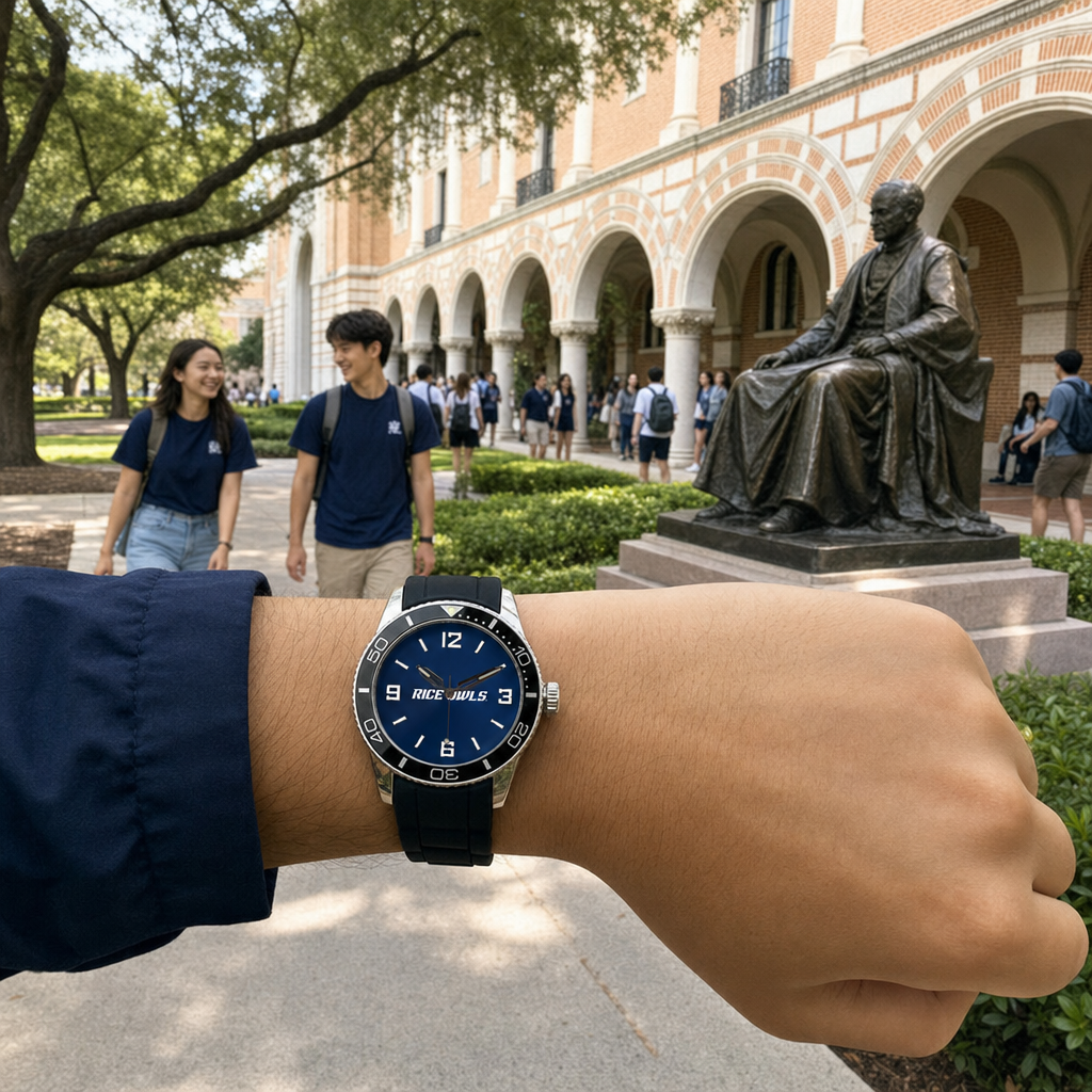 Rice Owls Silicone Band Round Watch lifestyle