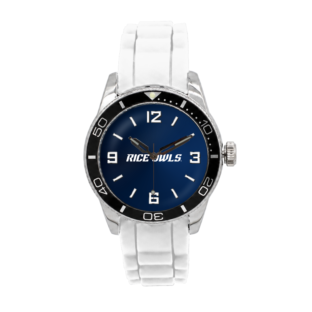 Rice Owls Silicone Band Round watch with white silicone band