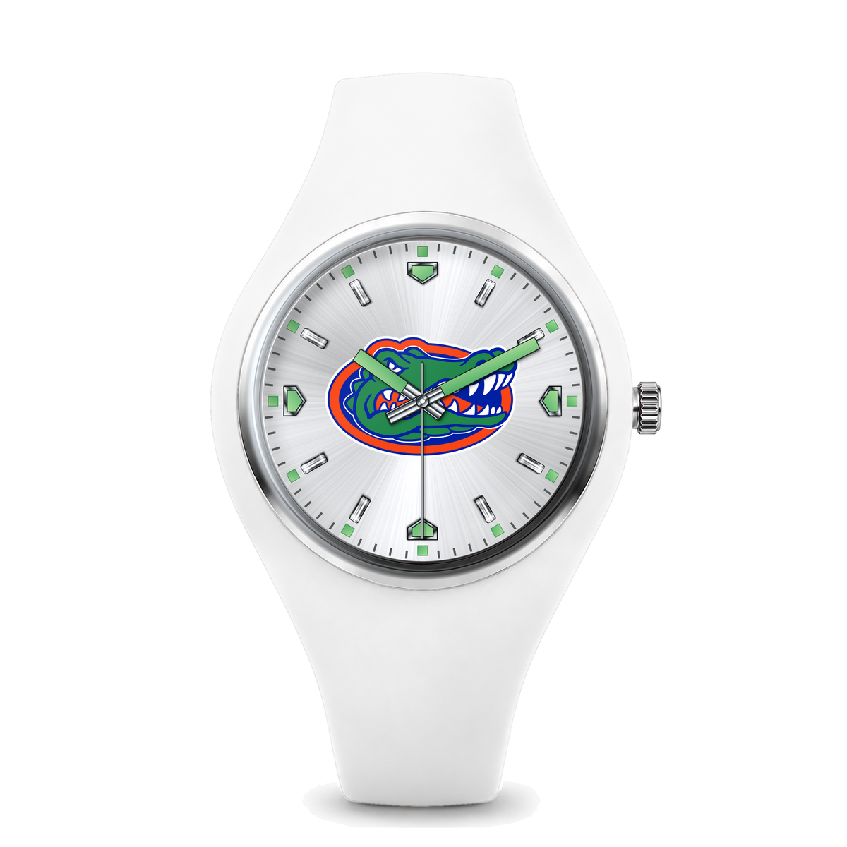 Florida Gators Silver Dial Silicone Watch with white silicone band