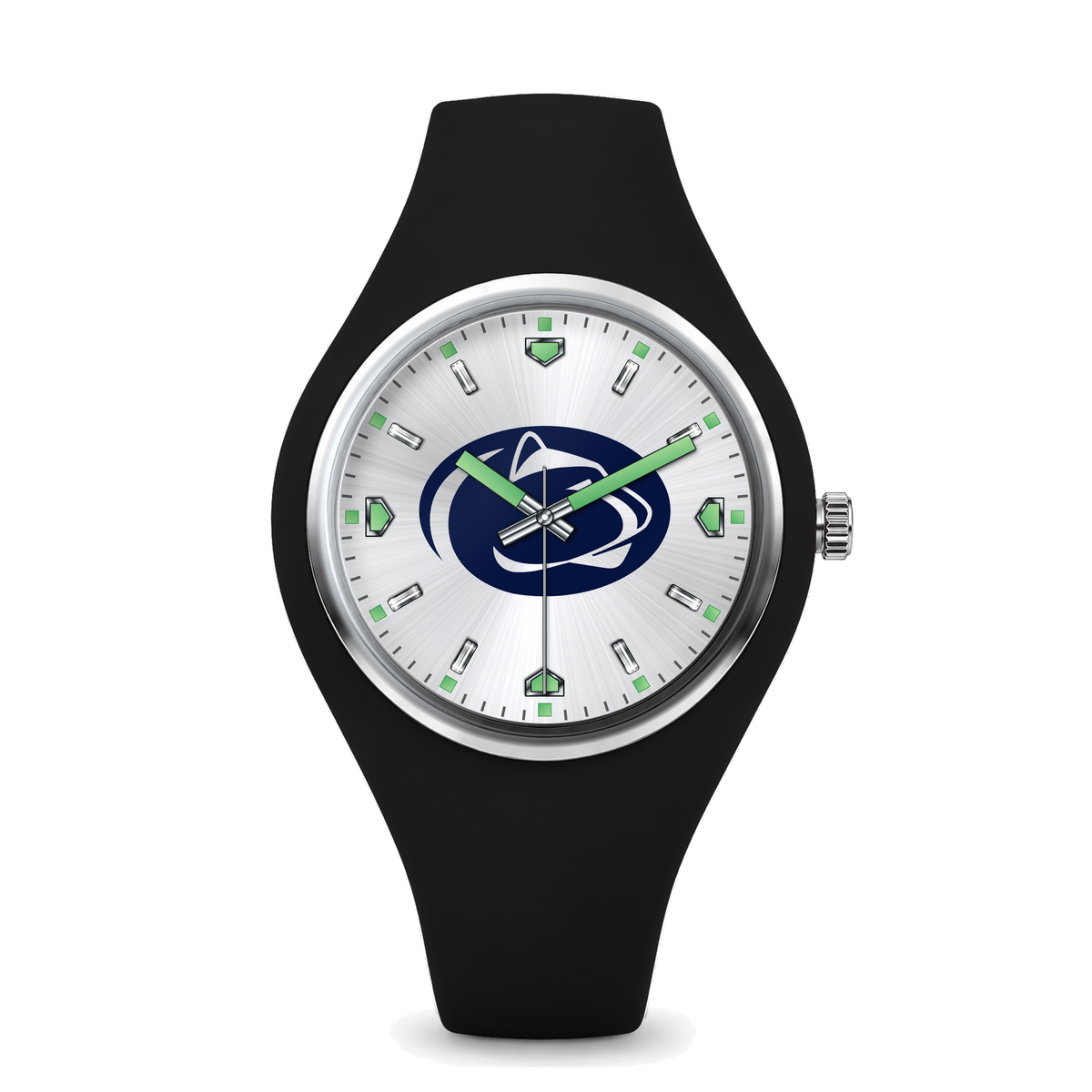 Penn State Nittany Lions Silver Dial Silicone Watch with black silicone band