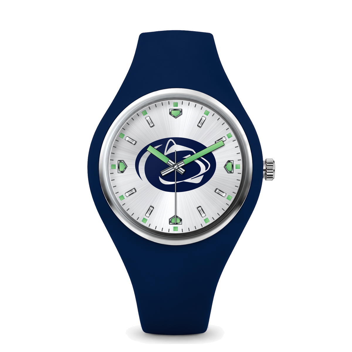 Penn State Nittany Lions Silver Dial Silicone Watch with navy silicone band