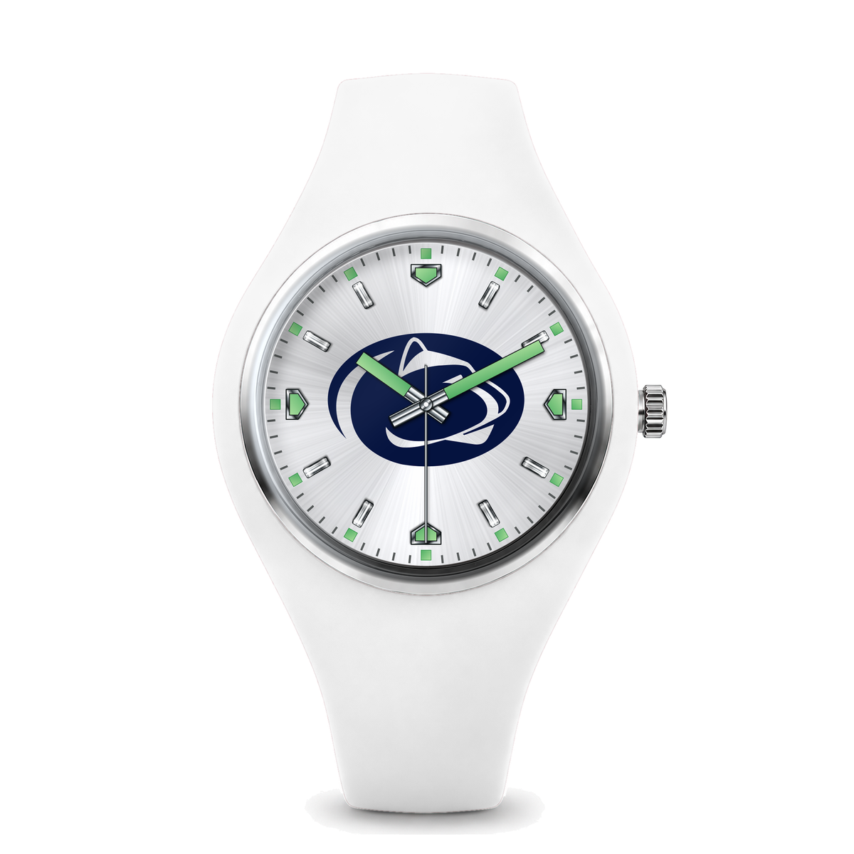Penn State Nittany Lions Silver Dial Silicone Watch with white silicone band
