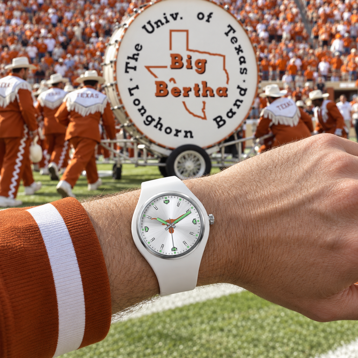 White hats, big drum, loud crowd - Texas Longhorns watch