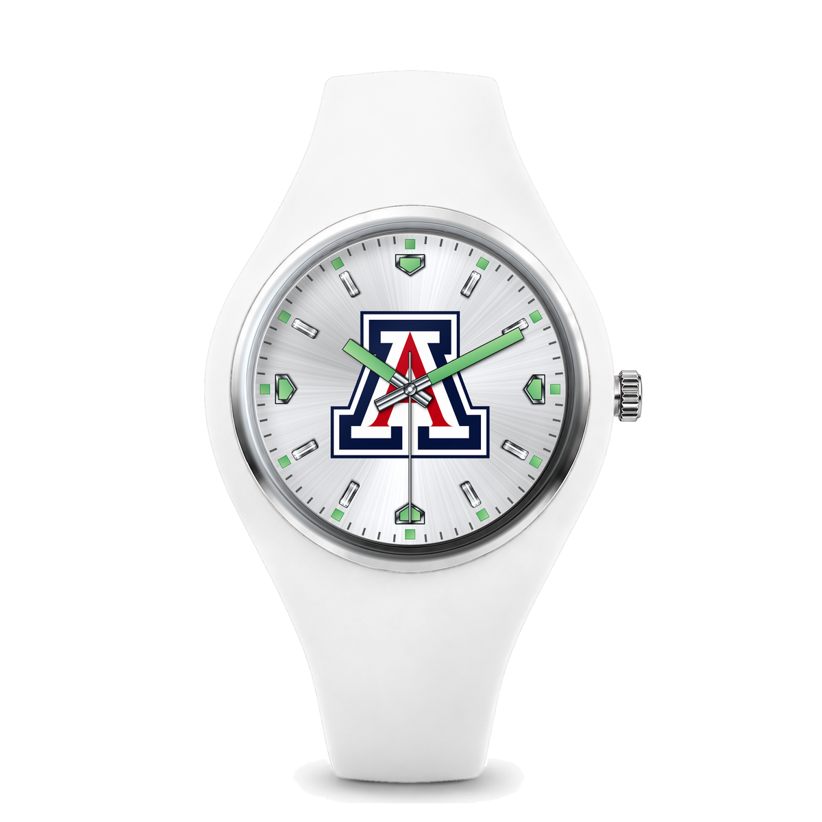 Arizona Wildcats Silver Dial Silicone Watch with white silicone band