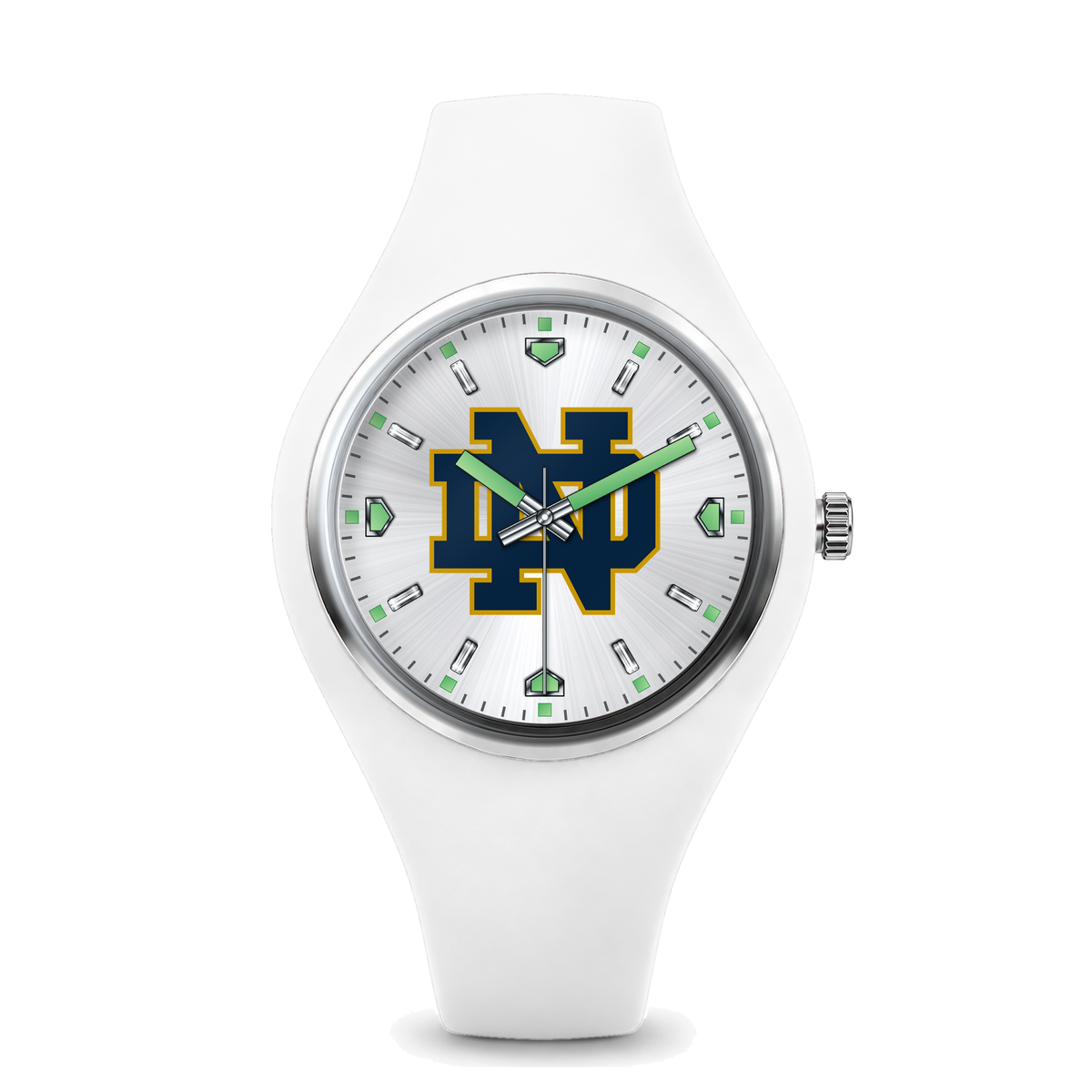 Notre Dame Fighting Irish Silver Dial Silicone Watch with white silicone band