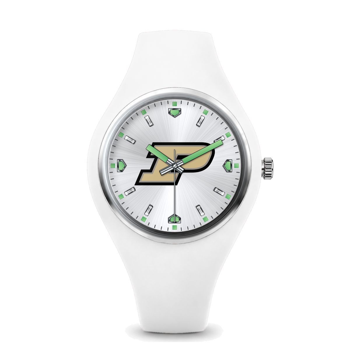 Purdue Boilermakers Silver Dial Silicone Watch with white silicone band