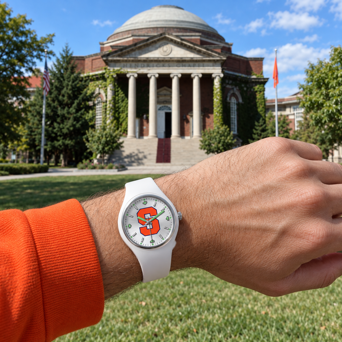 The band plays on the chapel steps - Syracuse Orange watch