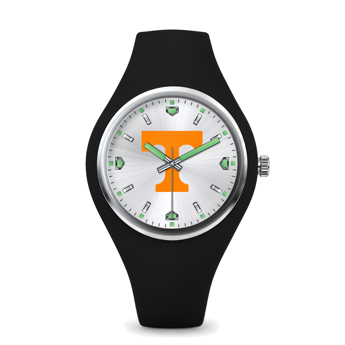 Tennessee Volunteers Silver Dial Silicone Watch with black silicone band