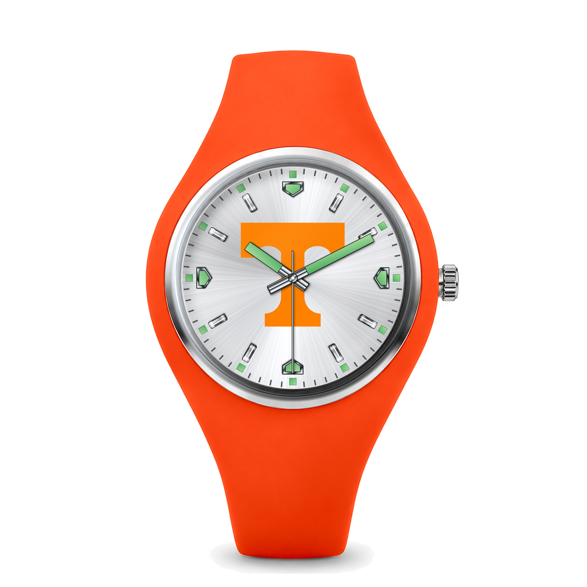 Tennessee Volunteers Silver Dial Silicone Watch with orange silicone band