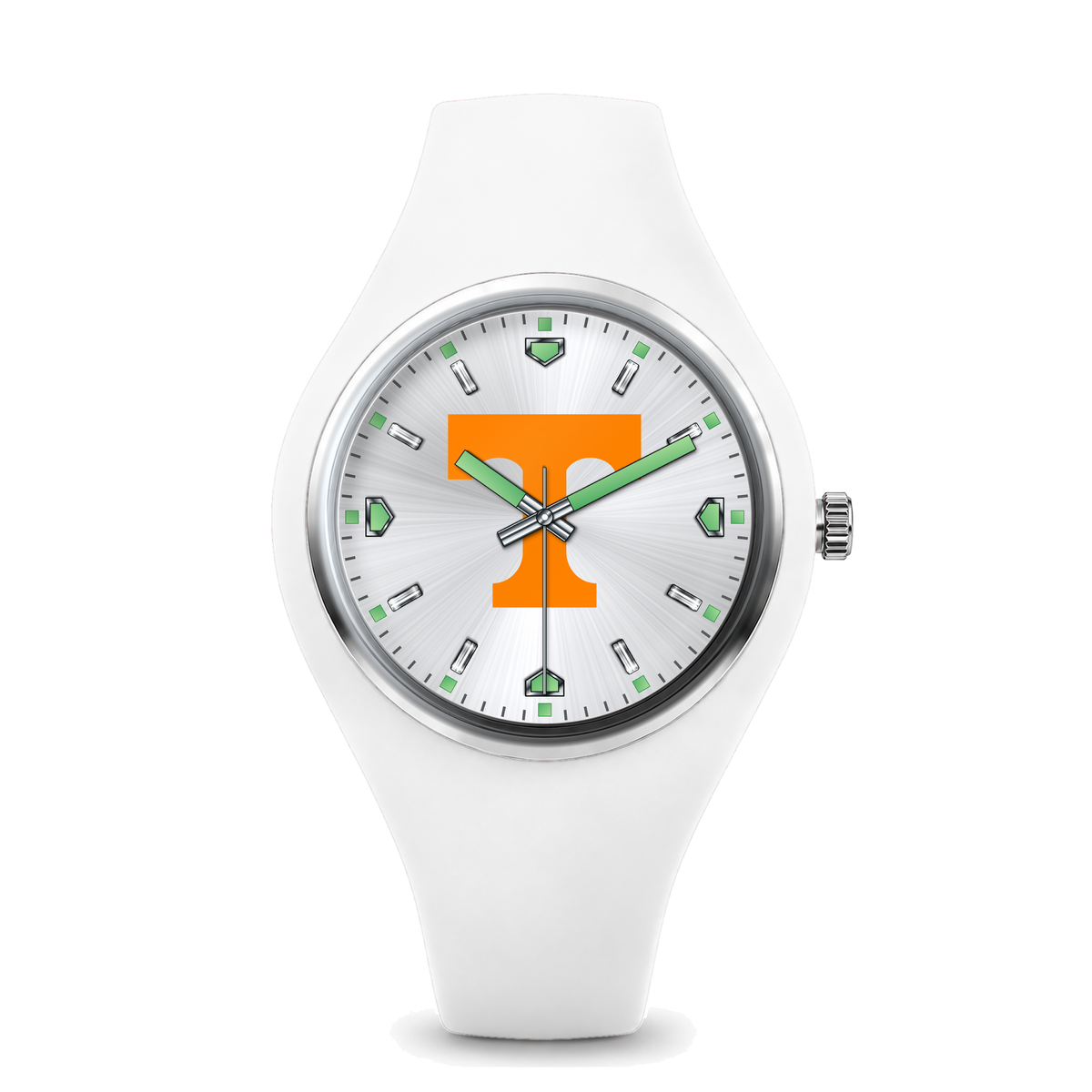 Tennessee Volunteers Silver Dial Silicone Watch with white silicone band