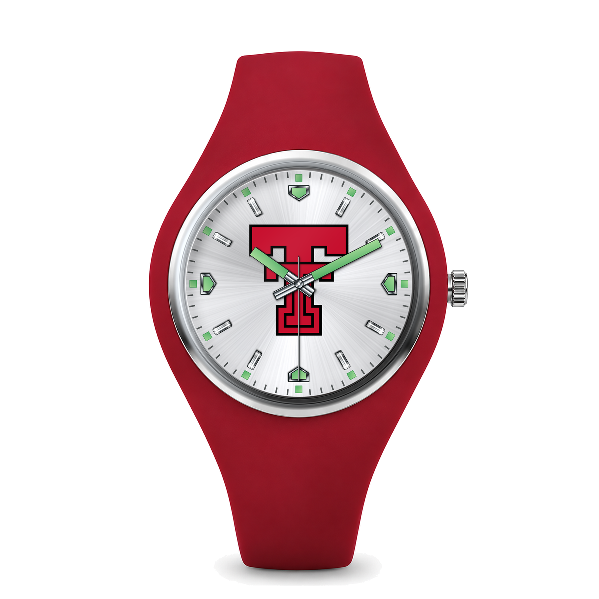 Texas Tech Red Raiders Silver Dial Silicone Watch with red silicone band