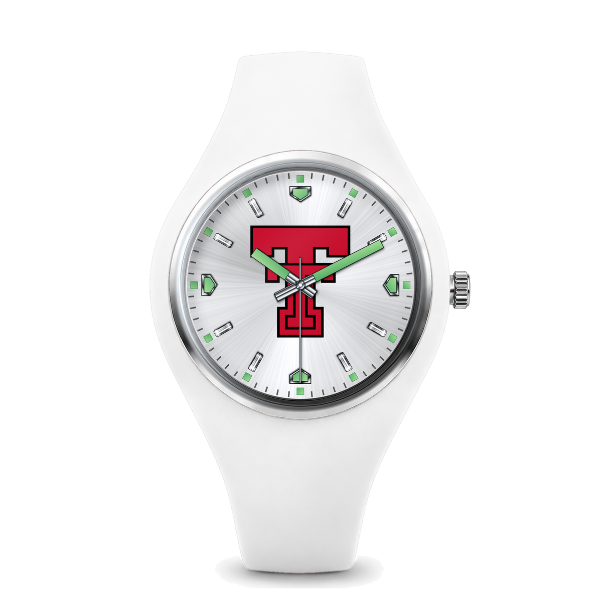 Texas Tech Red Raiders Silver Dial Silicone Watch with white silicone band