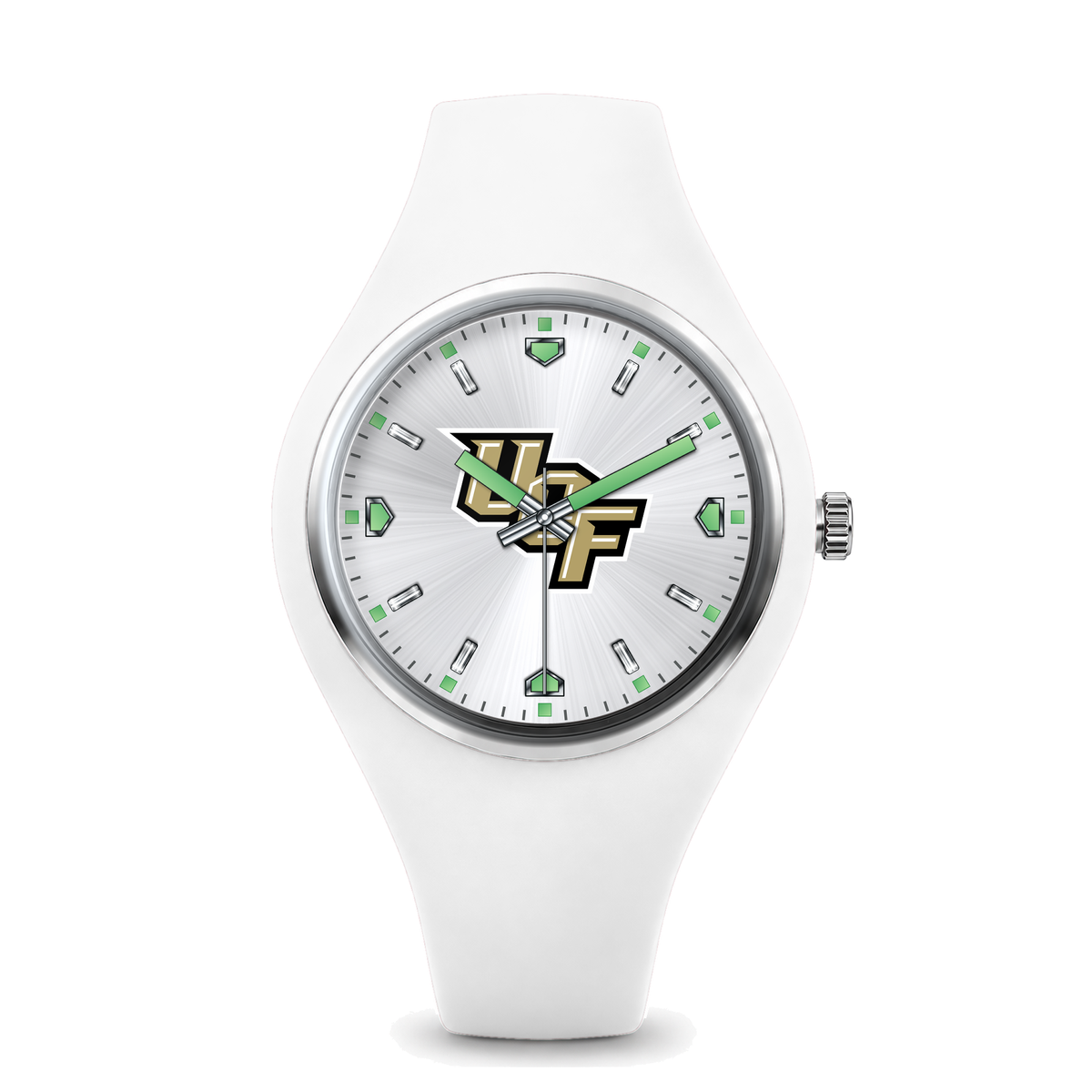 UCF Knights Silver Dial Silicone Watch with white silicone band