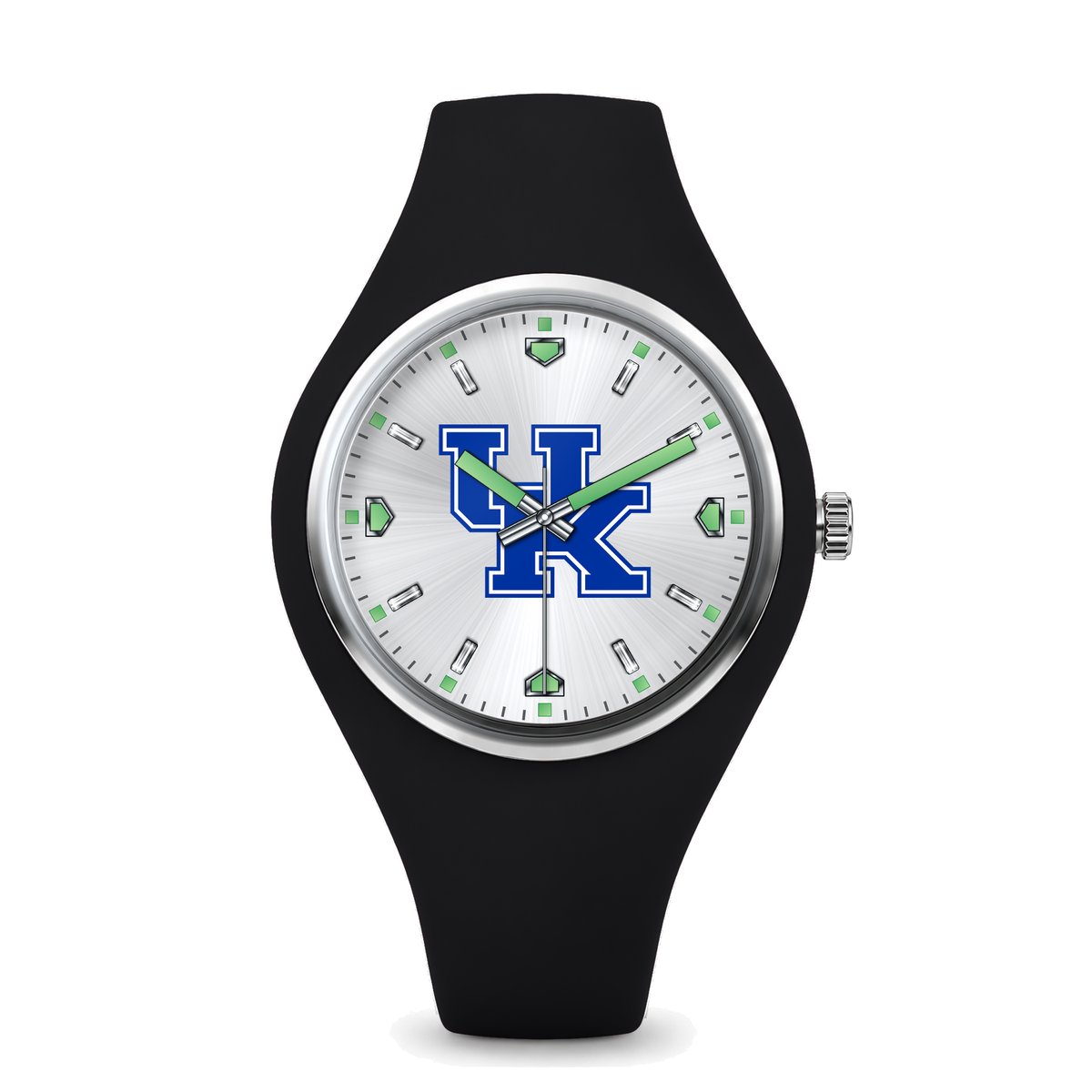 Kentucky Wildcats Silver Dial Silicone Watch with black silicone band