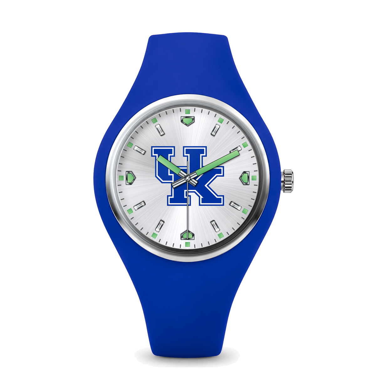 Kentucky Wildcats Silver Dial Silicone Watch with blue silicone band
