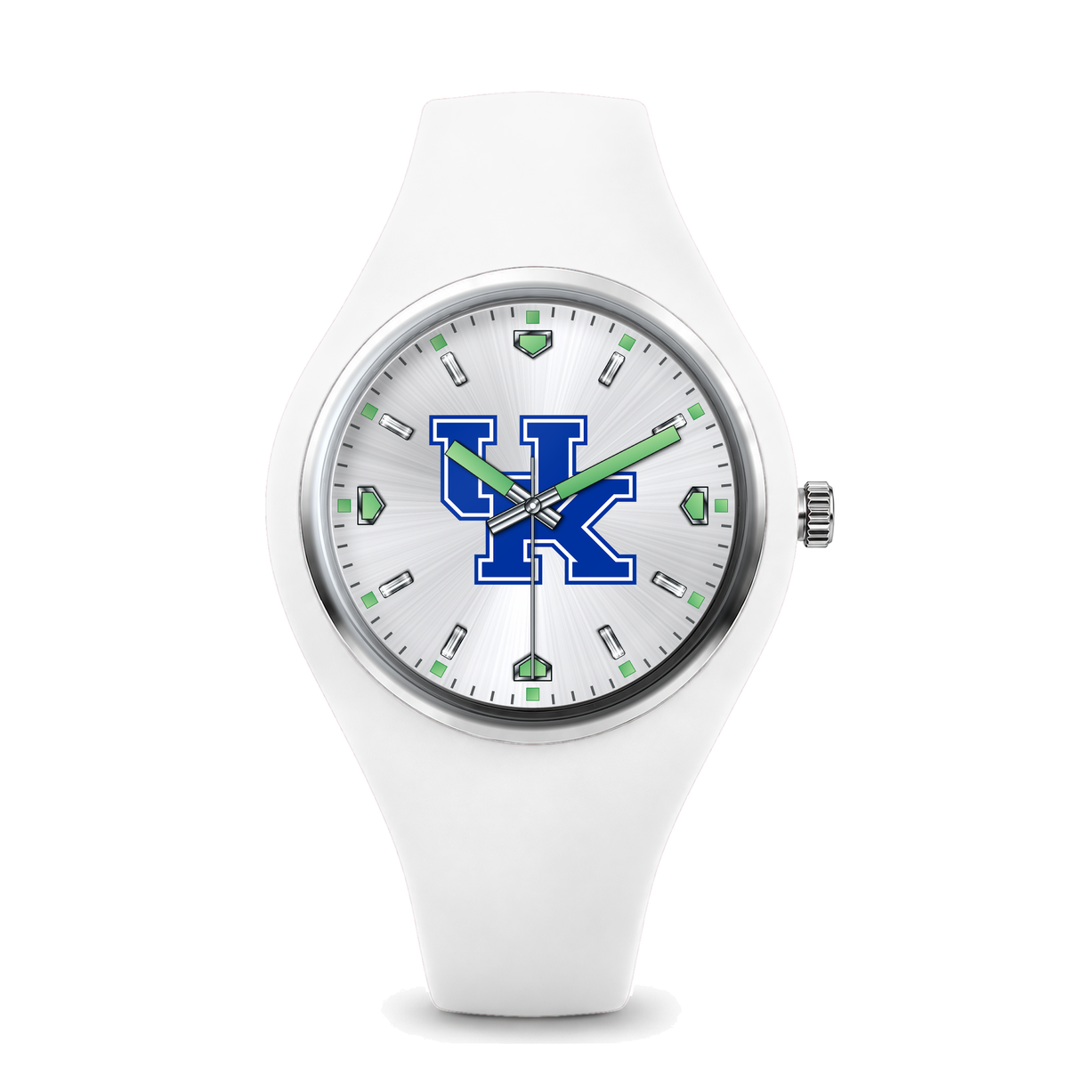 Kentucky Wildcats Silver Dial Silicone Watch with white silicone band