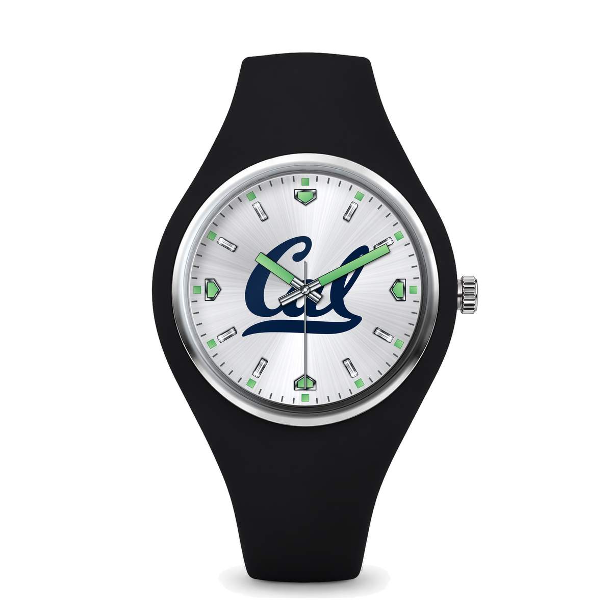 California Golden Bears Silver Dial Silicone Watch with black silicone band
