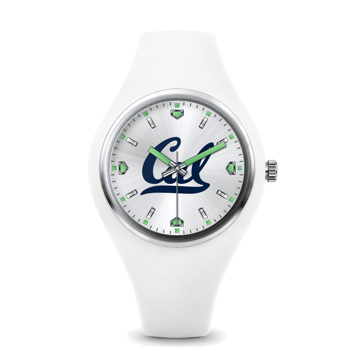 California Golden Bears Silver Dial Silicone Watch with white silicone band