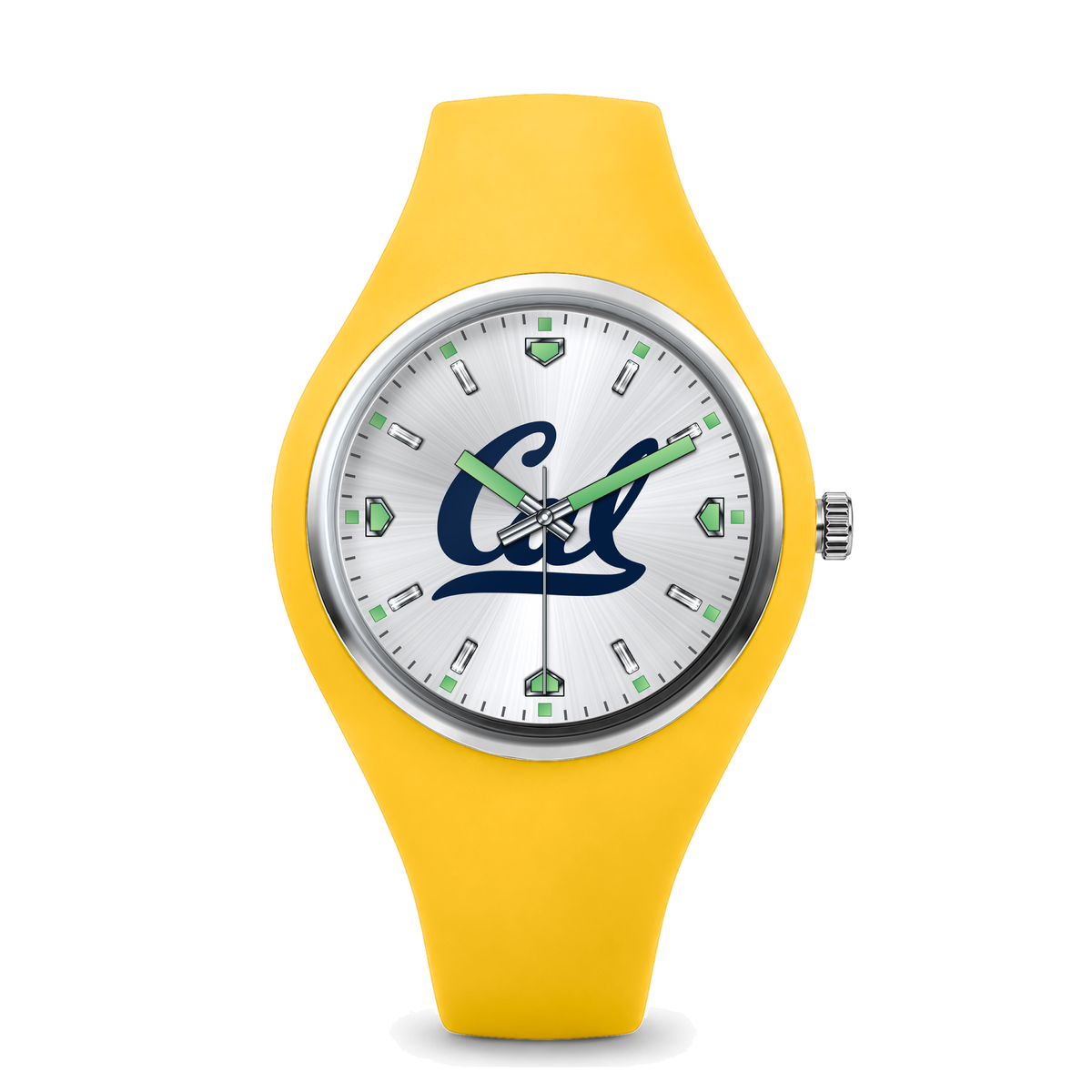 California Golden Bears Silver Dial Silicone Watch with yellow silicone band