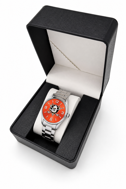 Gift box packaging - Anaheim Ducks Silver Metal Bracelet Round Watch (SMR-0001-NHL-ANA)
