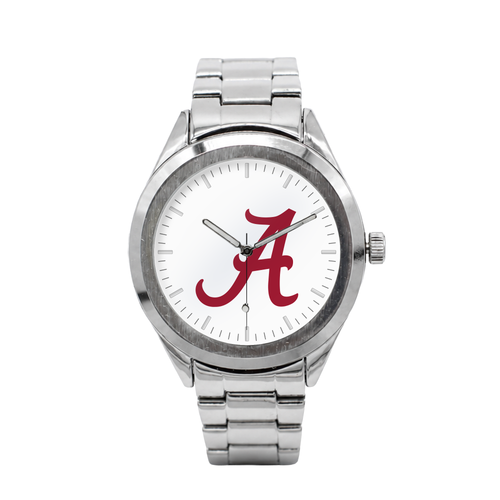 Alabama Crimson Tide Silver Metal Bracelet Round watch with silver metal bracelet
