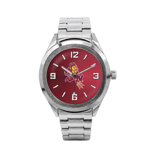 Arizona State Sun Devils Silver Metal Bracelet Round Watch