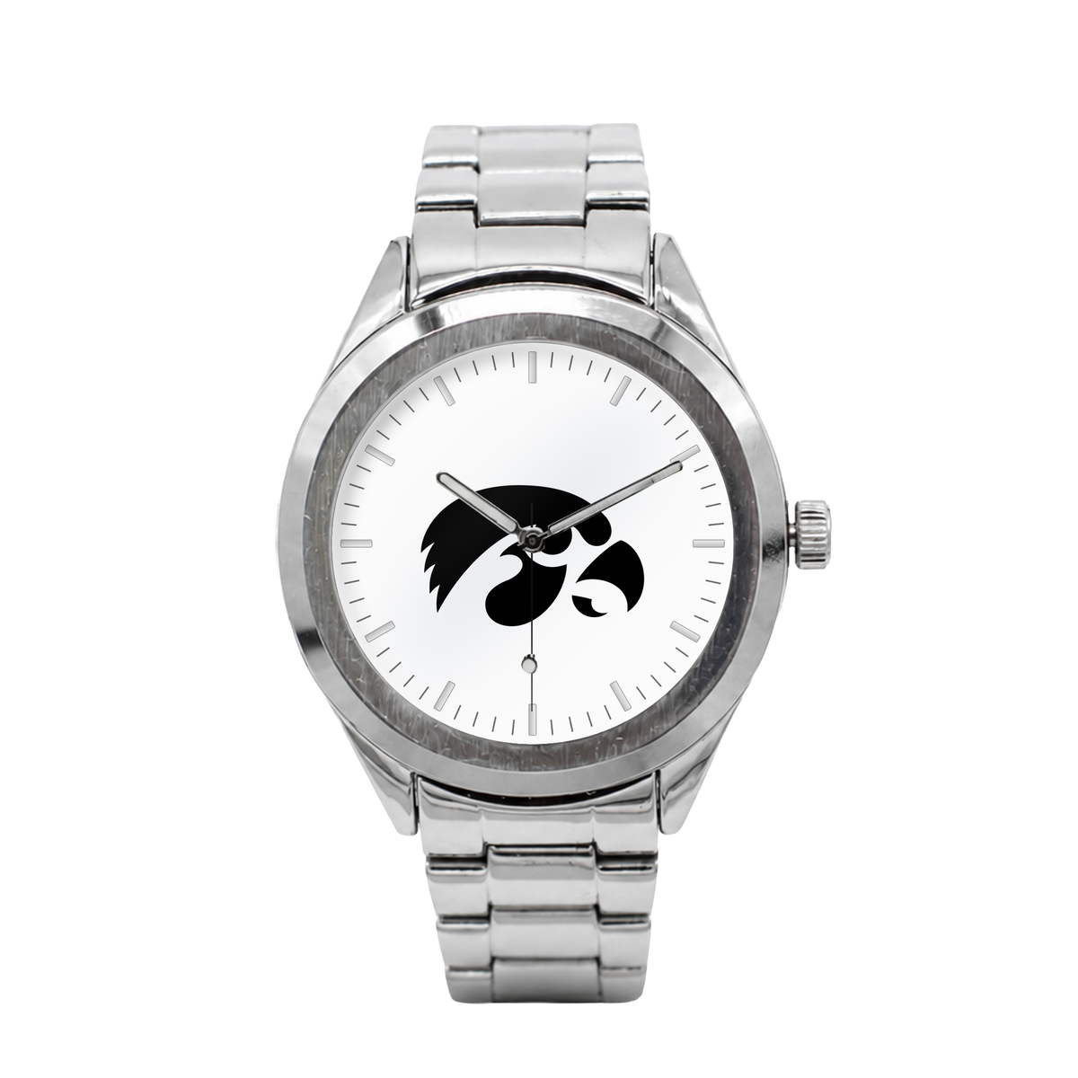 Iowa Hawkeyes Silver Metal Bracelet Round watch with silver metal bracelet