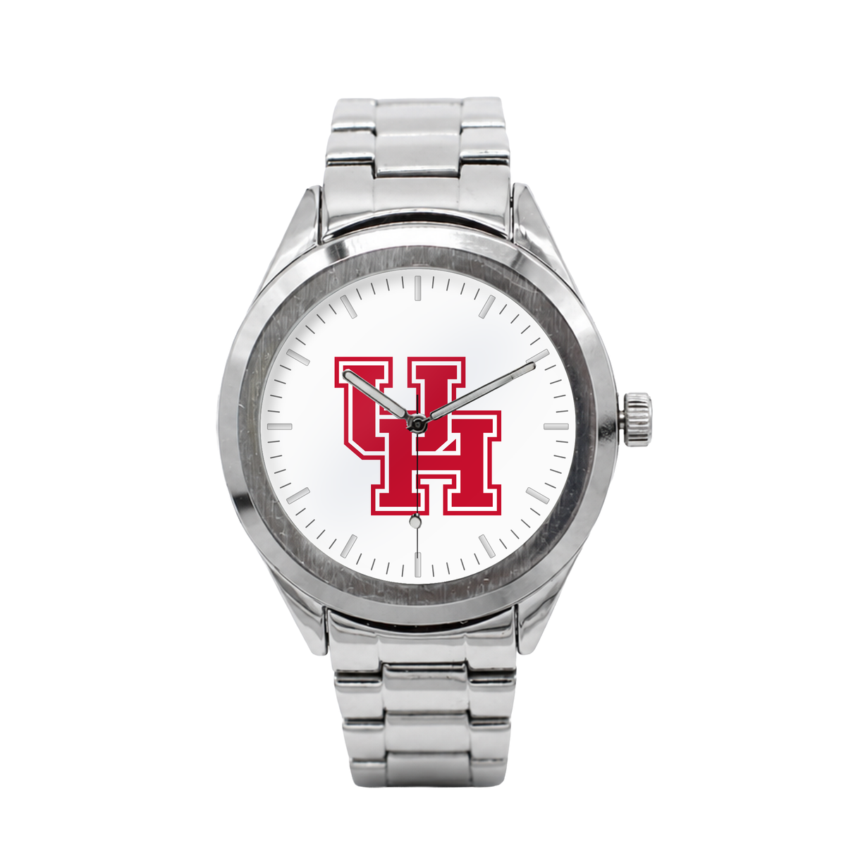 Houston Cougars Silver Metal Bracelet Round watch with silver metal bracelet