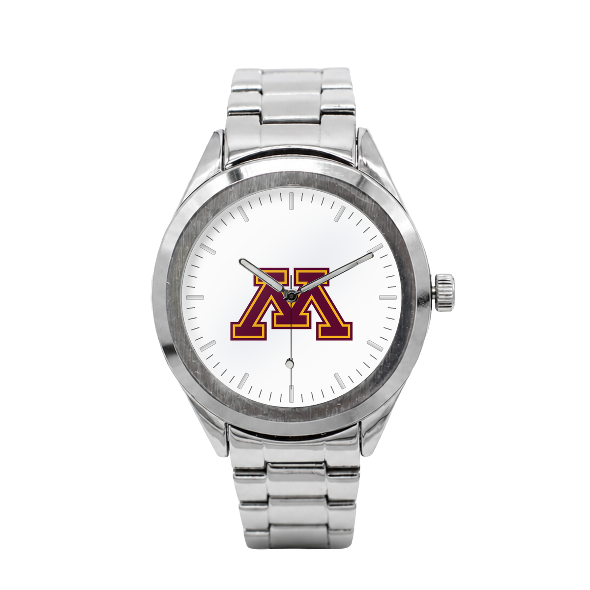 Minnesota Golden Gophers Silver Metal Bracelet Round watch with silver metal bracelet