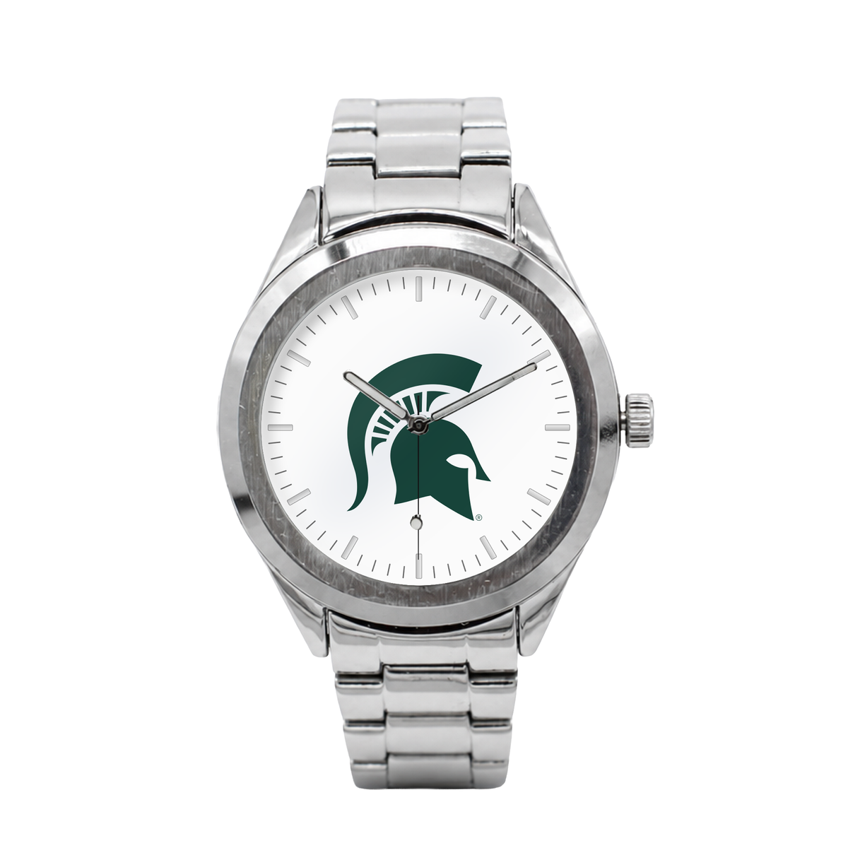 Michigan State Spartans Silver Metal Bracelet Round watch with silver metal bracelet