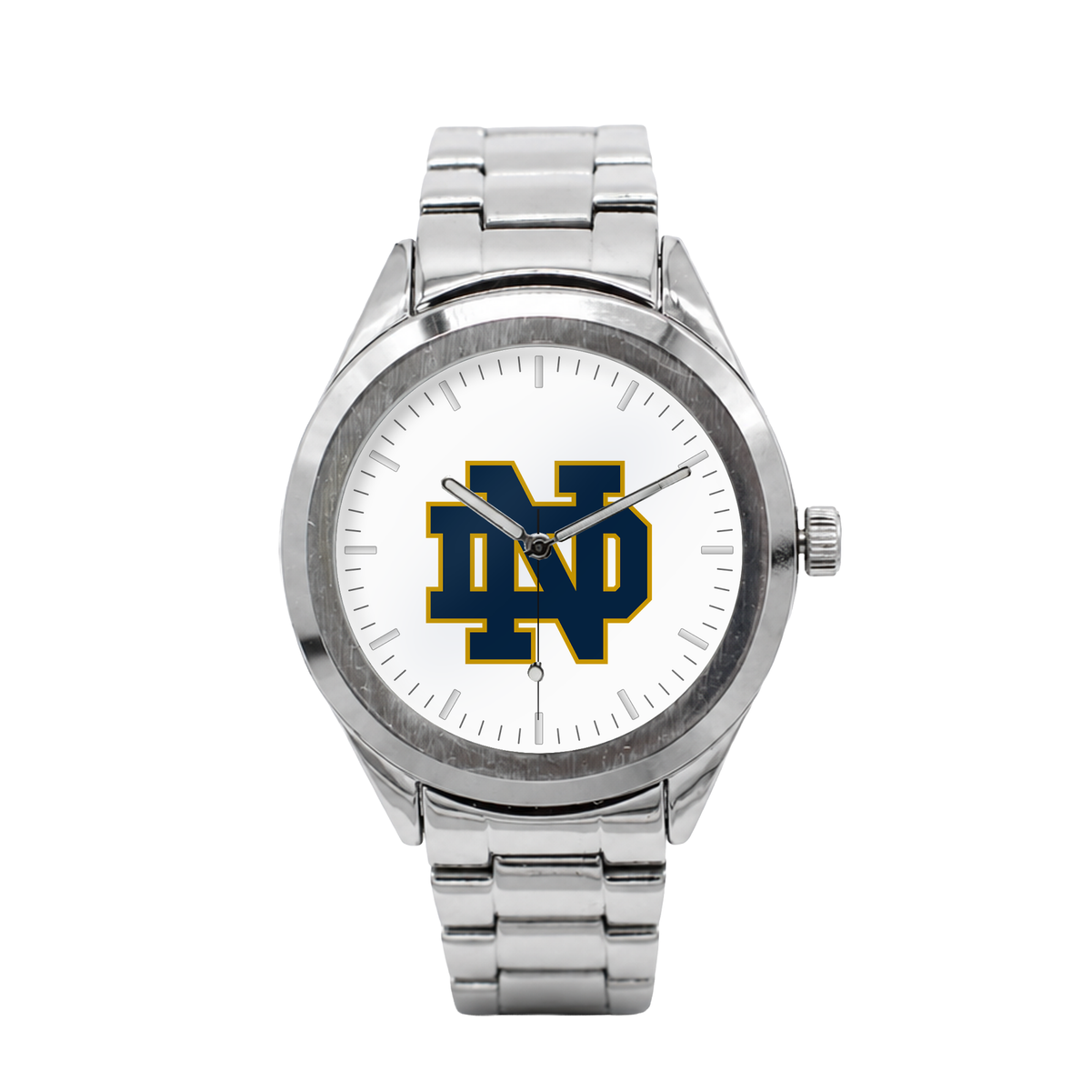 Notre Dame Fighting Irish Silver Metal Bracelet Round watch with silver metal bracelet