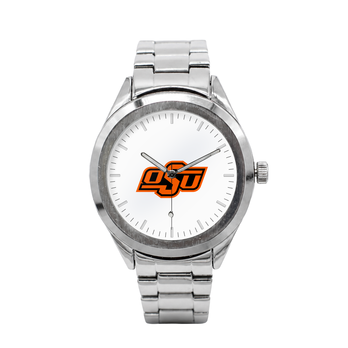 Oklahoma State Cowboys Silver Metal Bracelet Round watch with silver metal bracelet